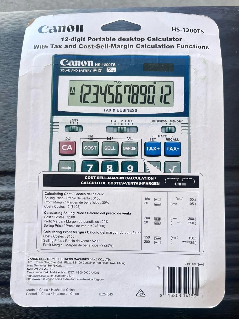 Canon HS-1200TS Silver and Blue Tax & Business Calculator